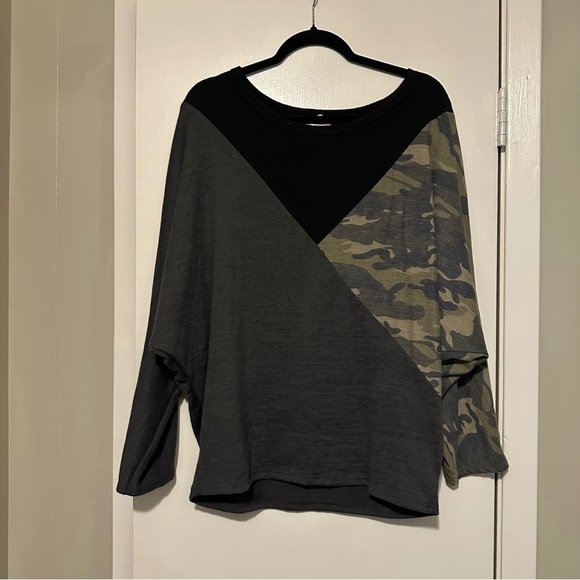 Bibi tri color black gray camo long sleeve shirt size M - Picture 1 of 5